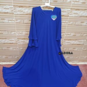 AMH ABAYA HUB Double Layer Maxi Style Full Ghair Abaya with Matching Stollar – Blue