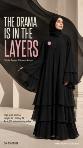 Double Layer Princes Abaya with Stollar – High Multi Chiffon – AMH ABAYA HUB