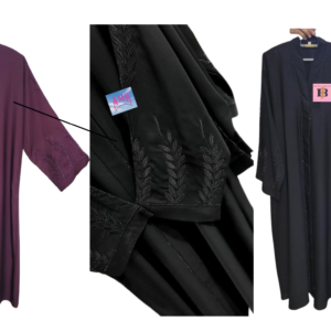 AMH ABAYA HUB Elegant Embroidered Bazu Abaya – Front Open Nida Abaya